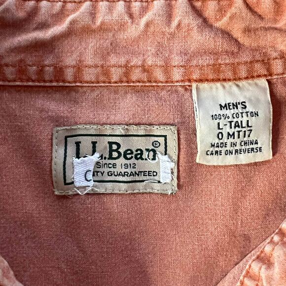 L.L. Bean Men's Large Tall Faded Terracotta Cotton Canvas Work Shirt - Picture 4 of 8